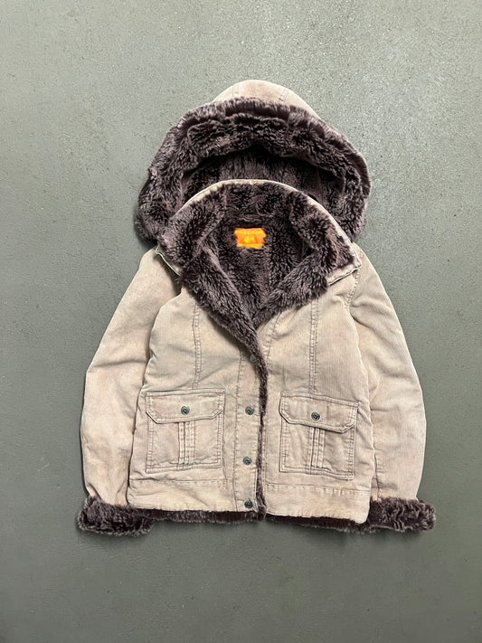 Vintage Y2K Rose Fishbone Fur Cord Jacket - S (W)