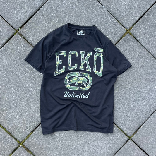 Vintage Y2K Black Camo Ecko Tee - L
