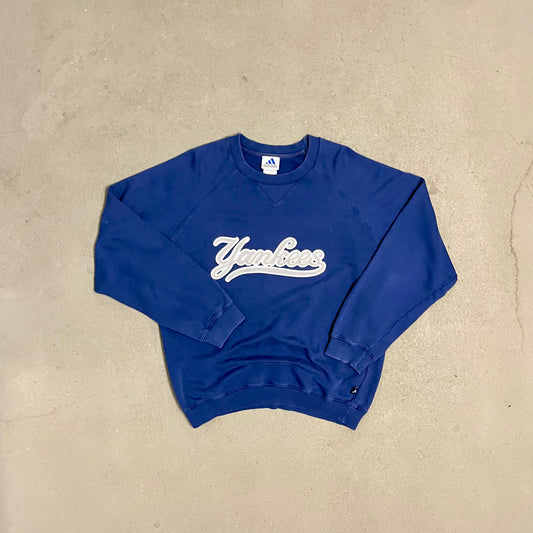 Vintage 90s Blue Adidas New York Yankees Sweater - M