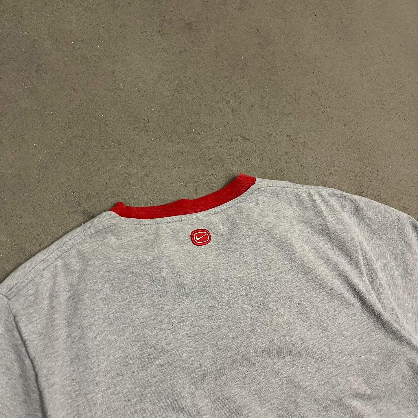 Vintage Grey Red Nike Ringer Tee - L