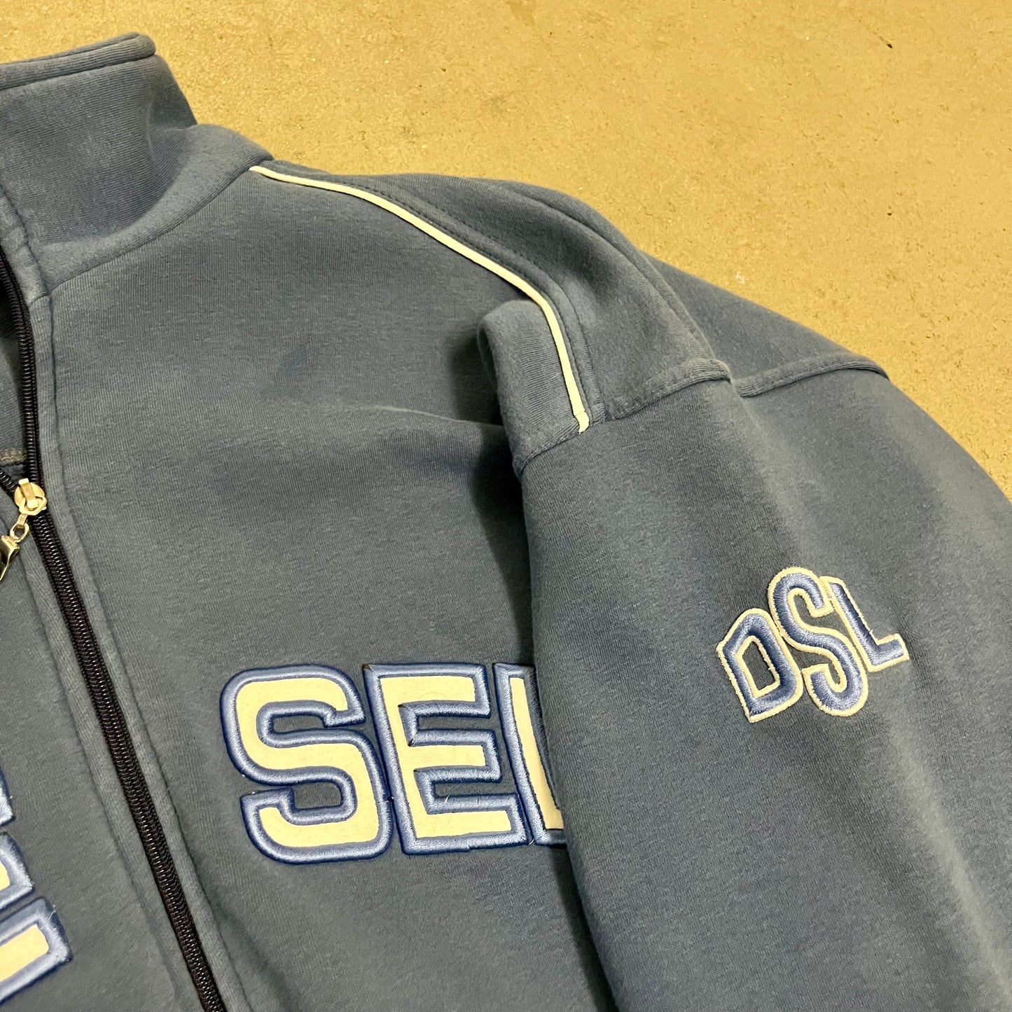 Vintage Y2K Blue Diesel Spellout Zip Up - L