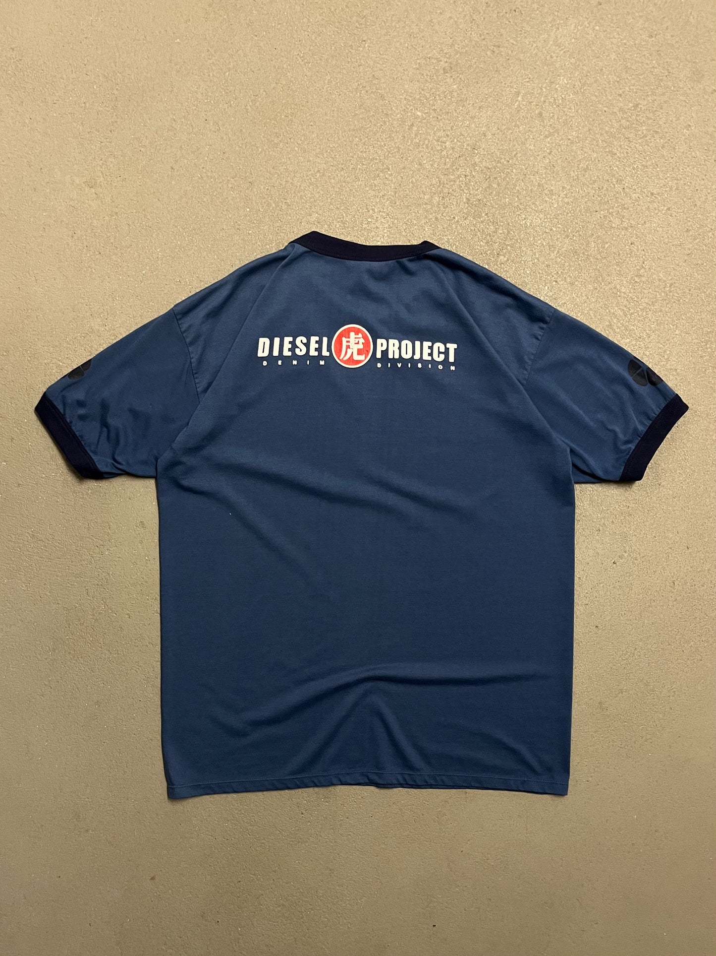 Vintage Y2K Blue Diesel Ringer Tee - L