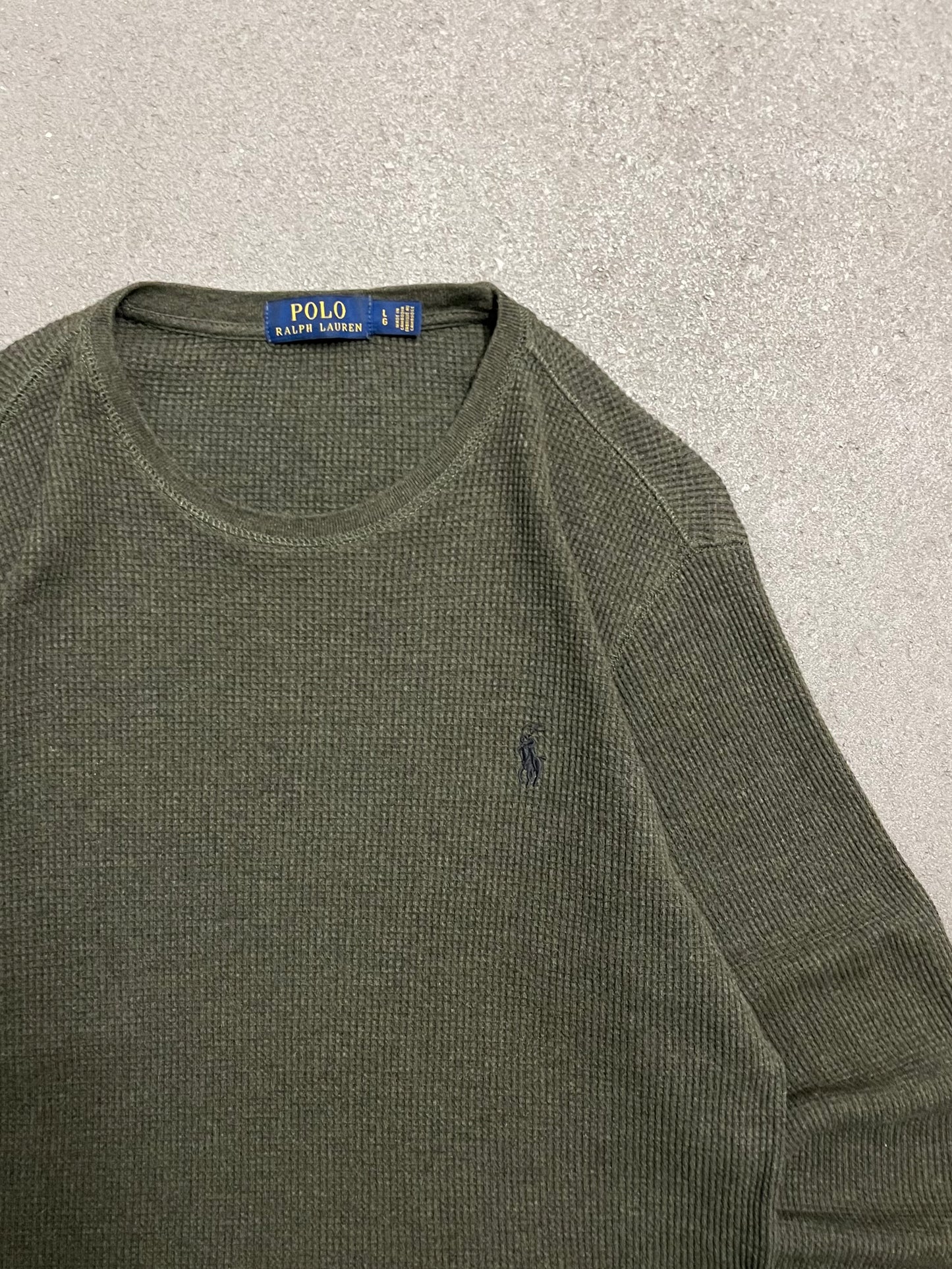Vintage Green Polo Ralph Lauren Thermal Longsleeve - L