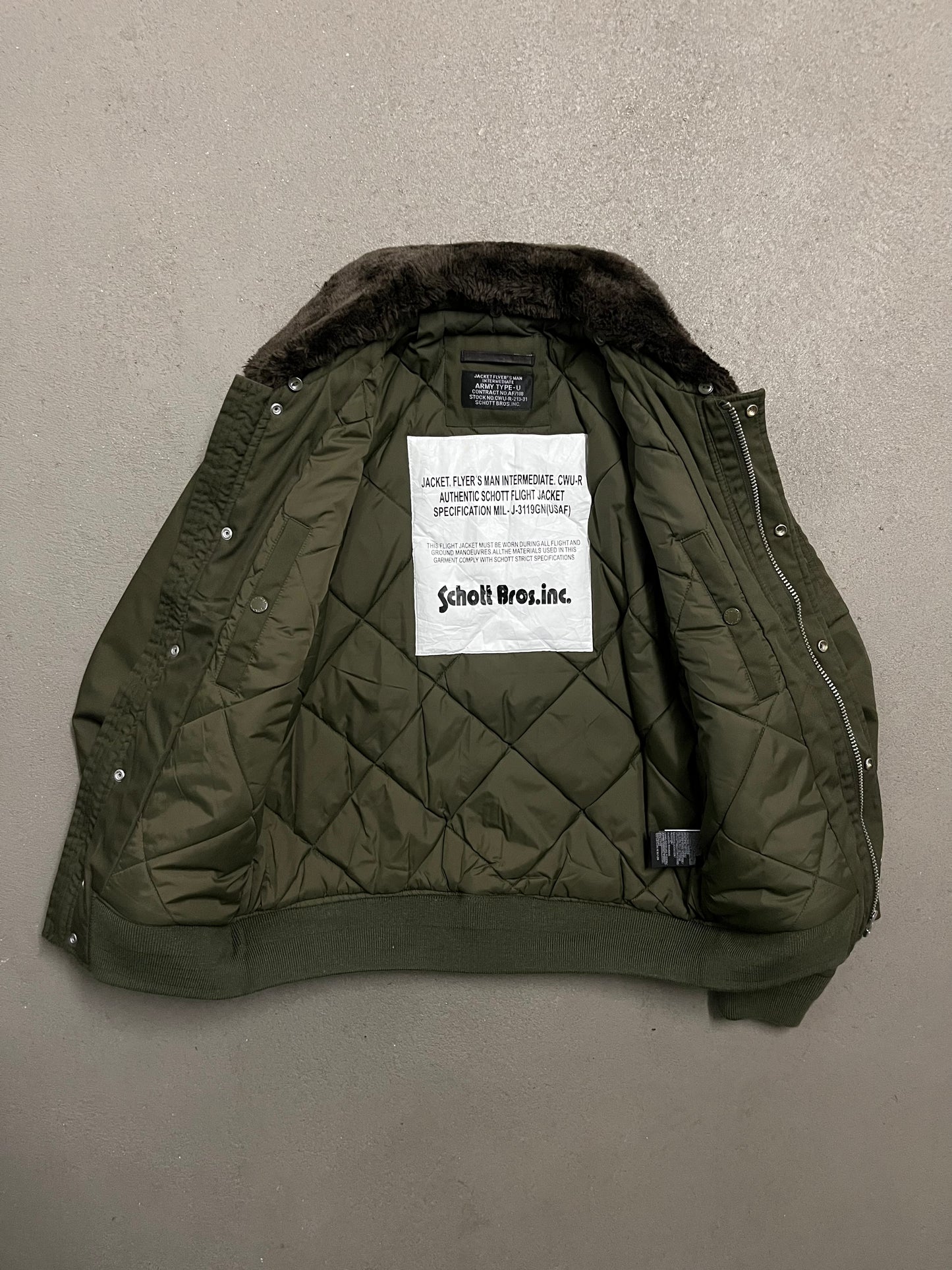 Vintage Green Schott Bomber Jacket - M