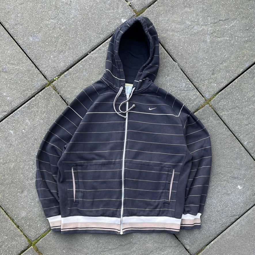 Vintage Black Nike Zip Hoodie - M