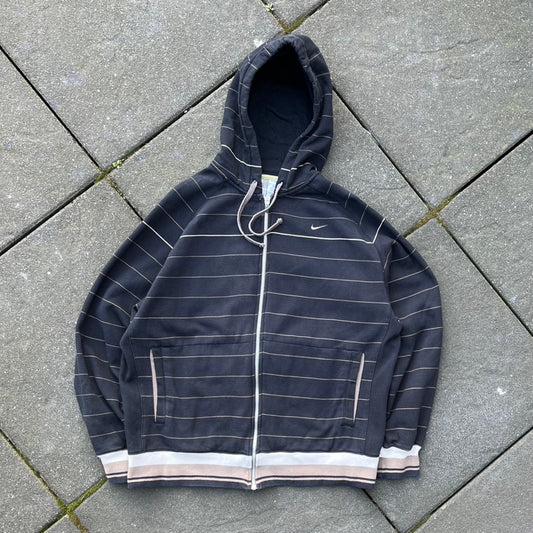 Vintage Black Nike Zip Hoodie - M