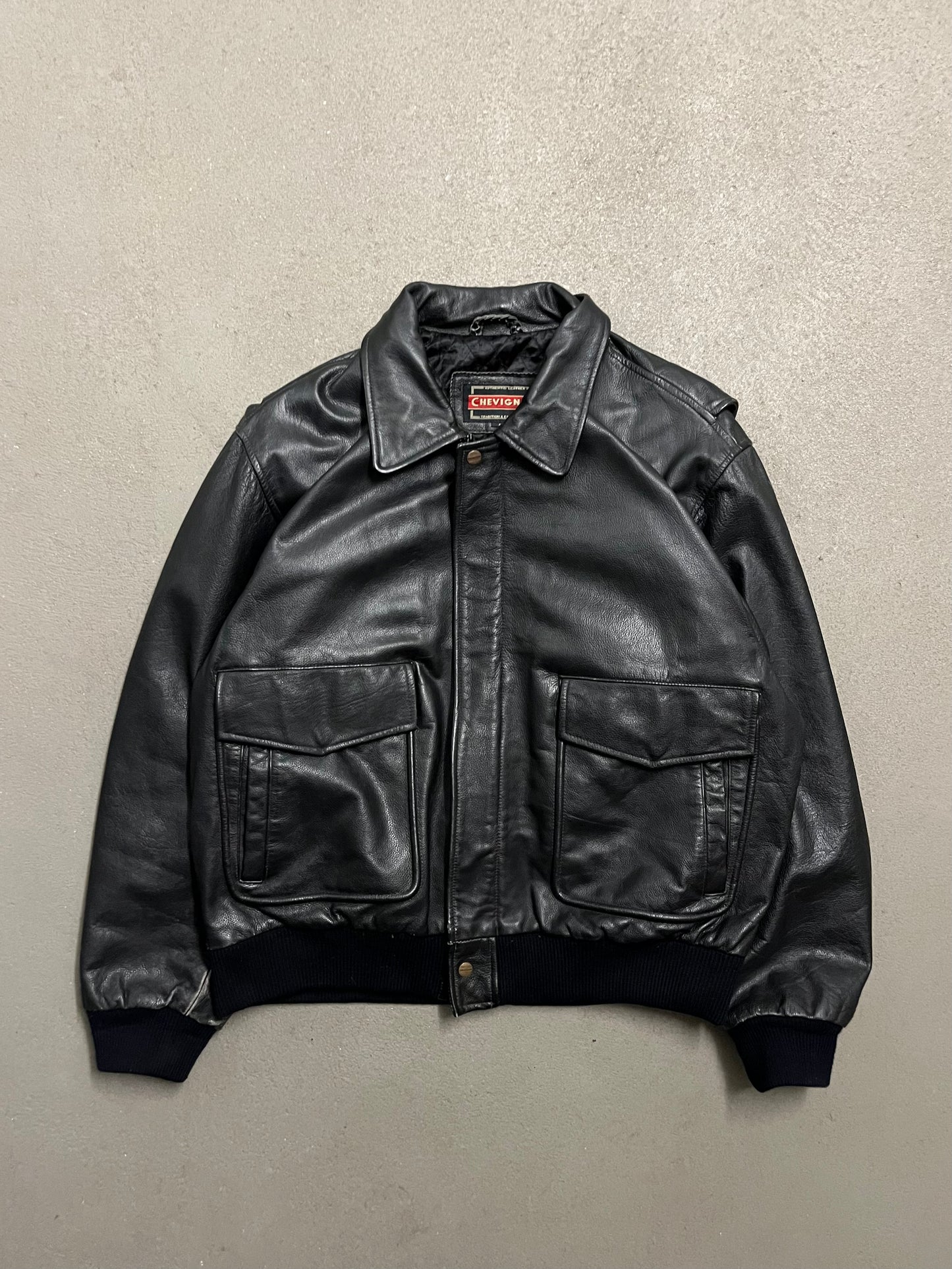 Vintage Black Chevignon Leather Jacket - L