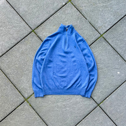 Blue Polo Ralph Half Zip Sweater - L