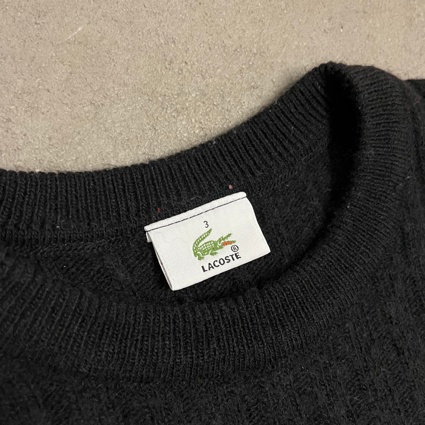 Vintage Black Lacoste Knit Sweater - M