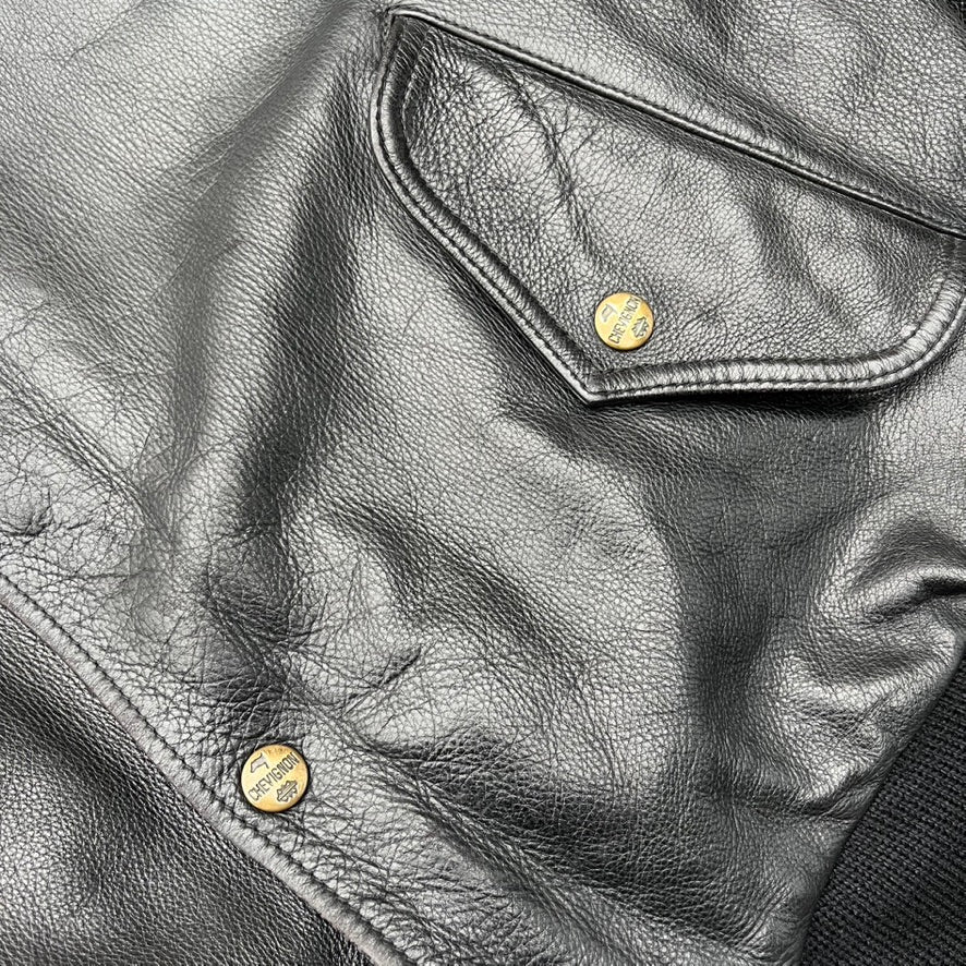 Vintage Black Chevignion Leather Jacket - L