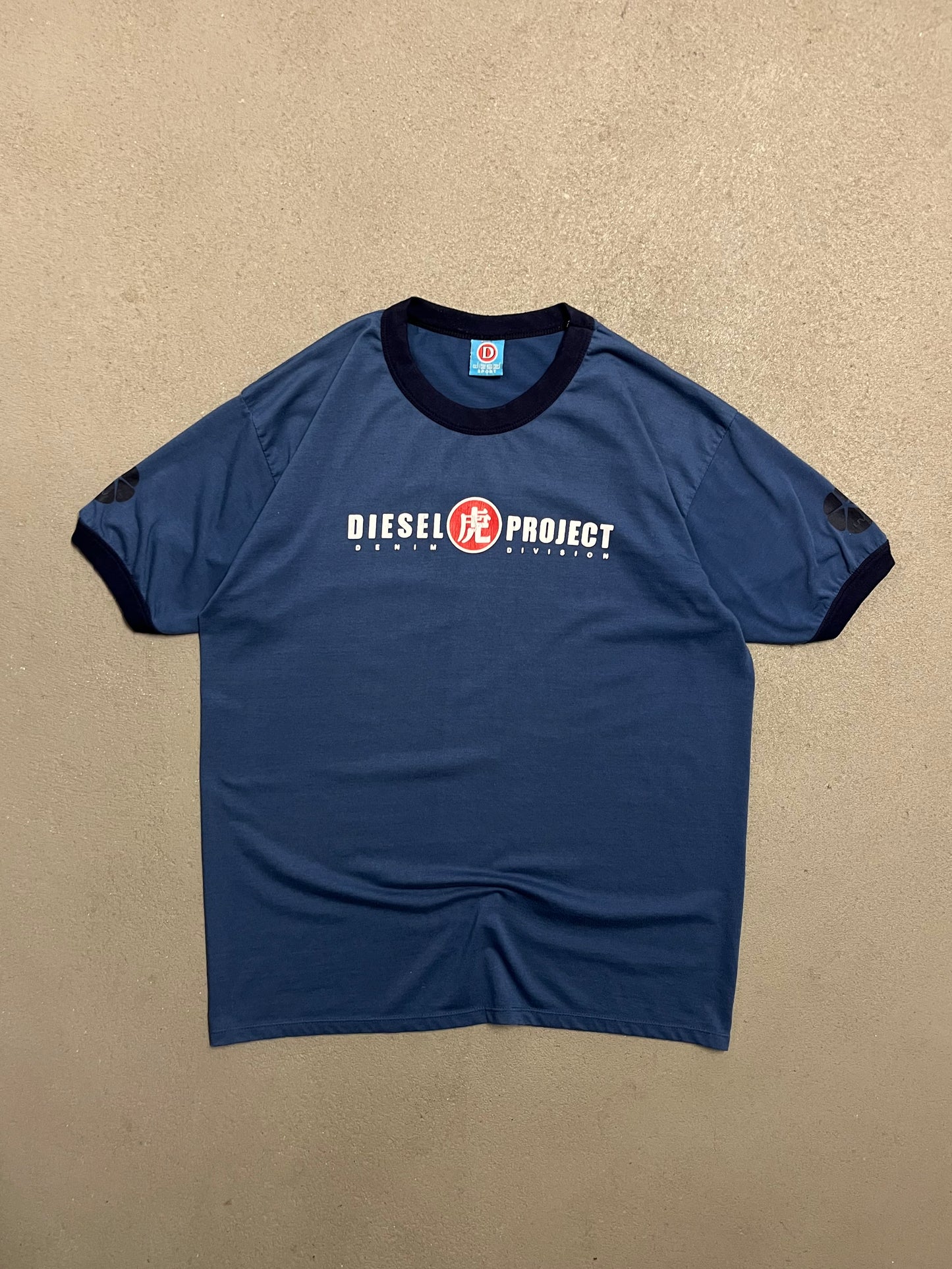 Vintage Y2K Blue Diesel Ringer Tee - L