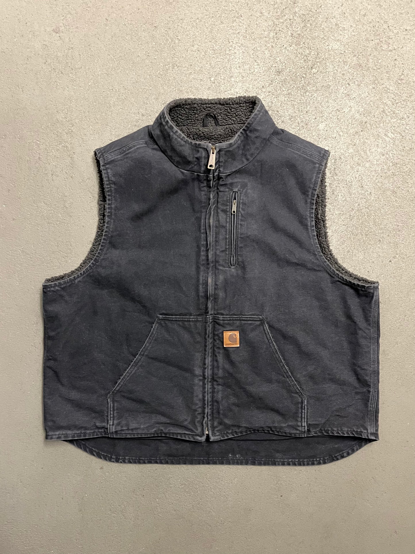 Vintage Black Faded Carhartt Vest - XL