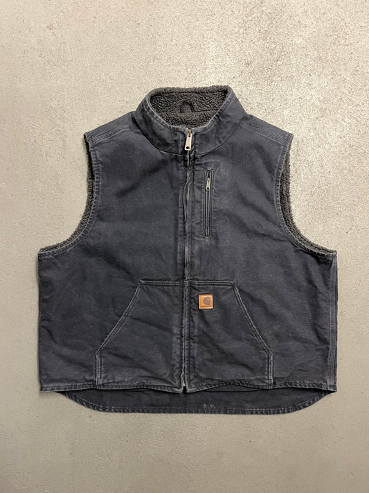 Vintage Black Faded Carhartt Vest - XL
