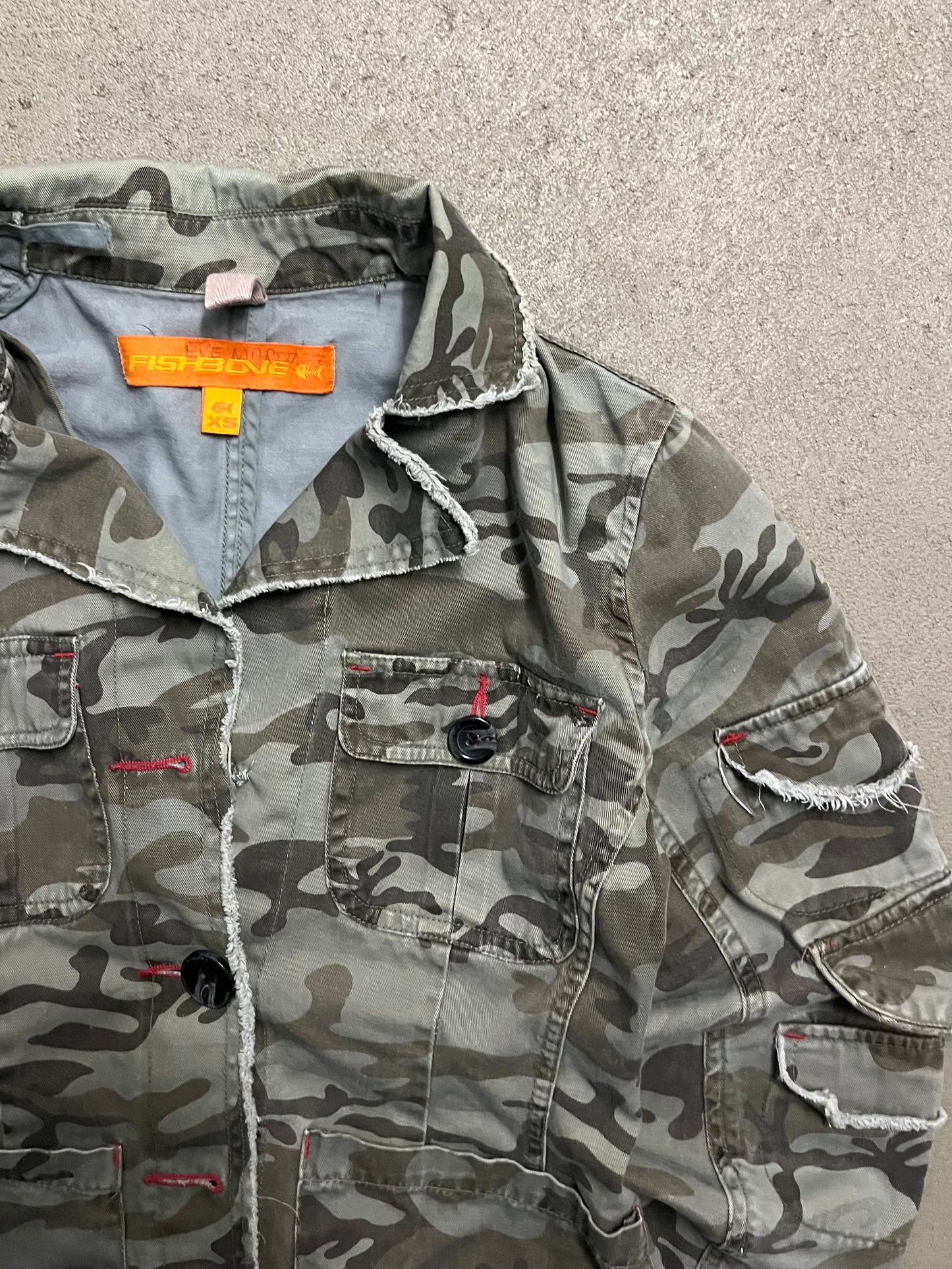 Vintage Y2K Green Camo Fishbone Overshirt Jacket - S (W)