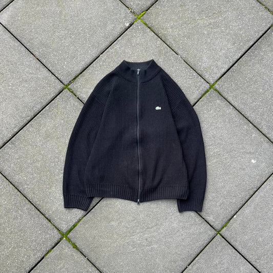 Vintage Black Lacoste Knit Zip Up - M