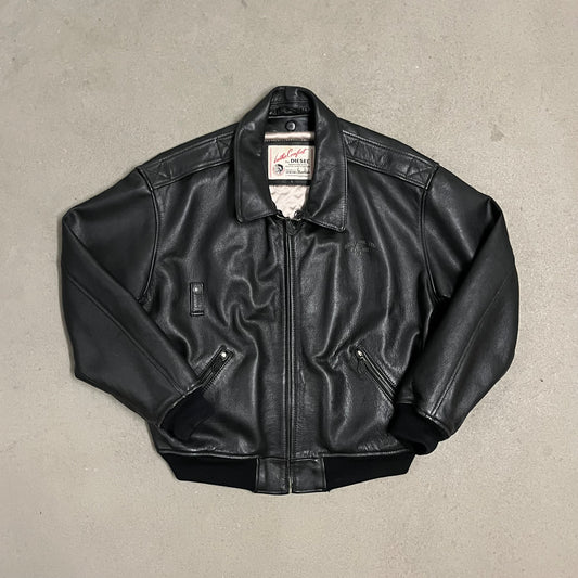 Vintage Black Diesel Leather Jacket - M