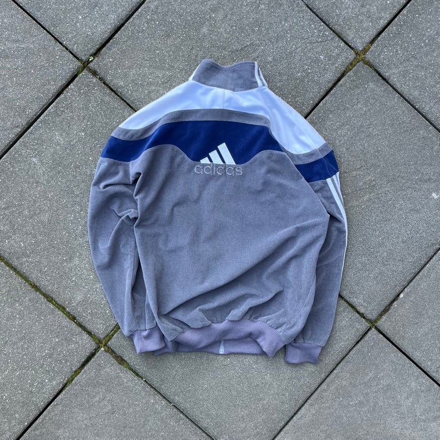 Vintage Grey Adidas Fleece Track Jacket - M