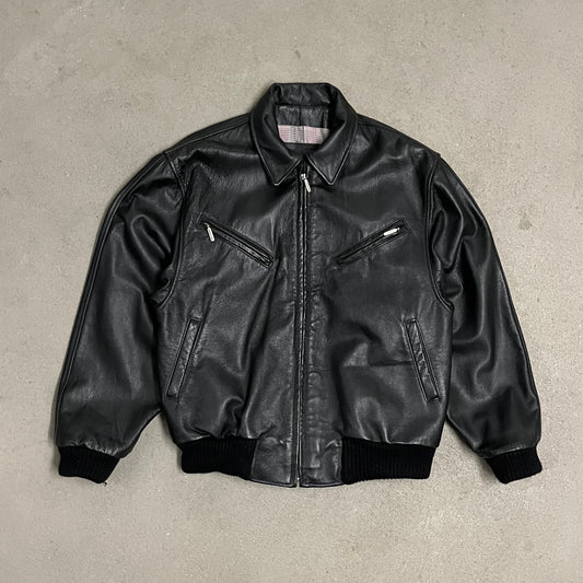 Vintage Black Porsche Leather Jacket - M