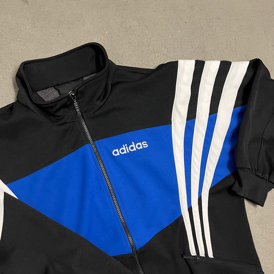 Vintage 90s Black Blue Adidas Track Jacket - M