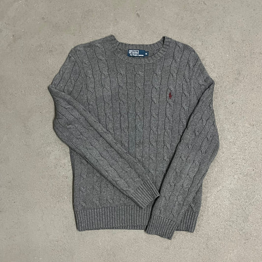 Grey Ralph Lauren Cable Knit Sweater - M