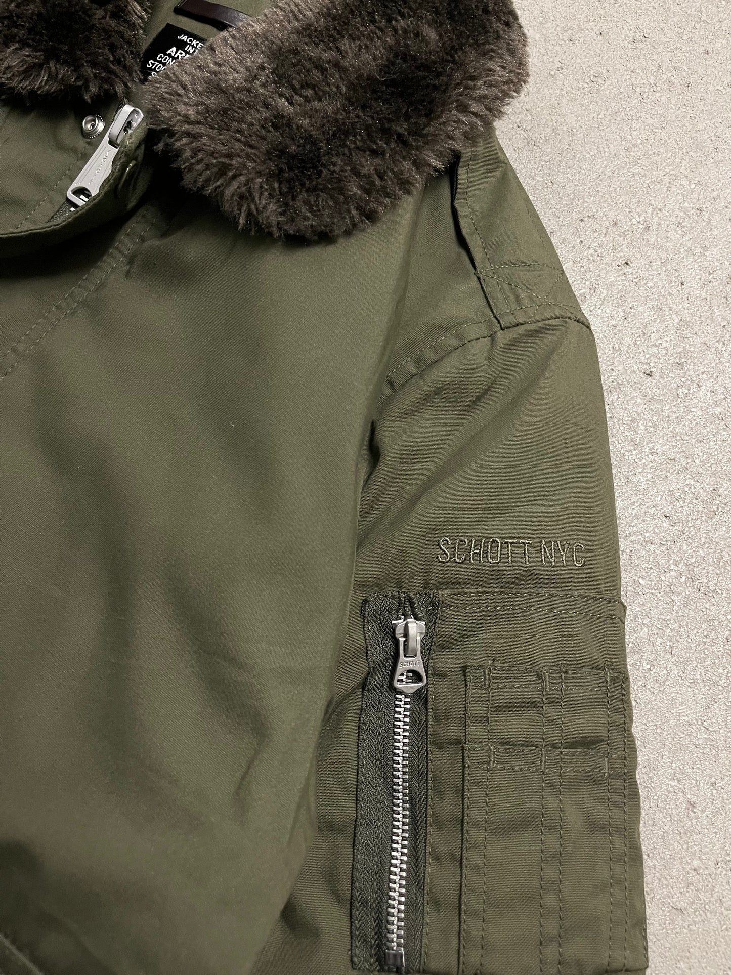 Vintage Green Schott Bomber Jacket - M