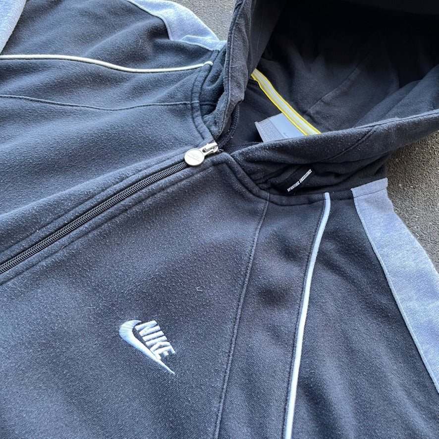 Vintage Black Nike Zip Hoodie - XL