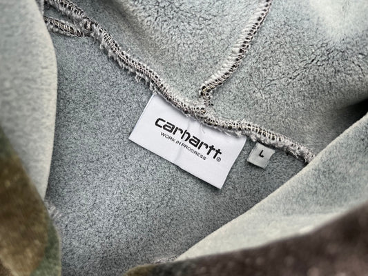 Green Camo Faded Carhartt Hooded Jacket - L