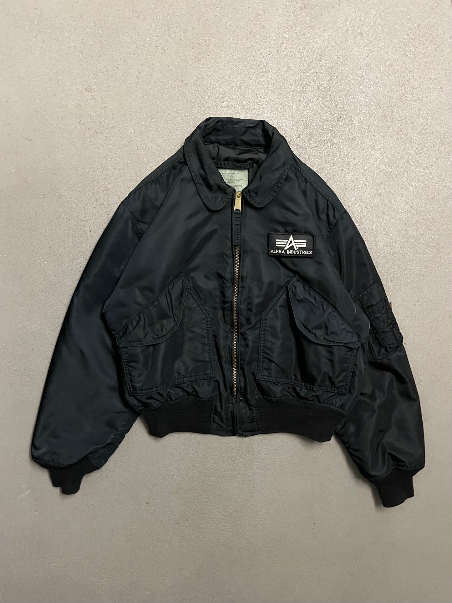 Vintage Black Alpha Industries Bomber Jacket Made in USA - L