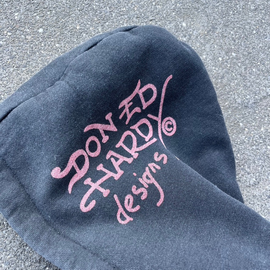 Vintage Y2K Black Faded Ed Hardy Zip Hoodie - L (W)