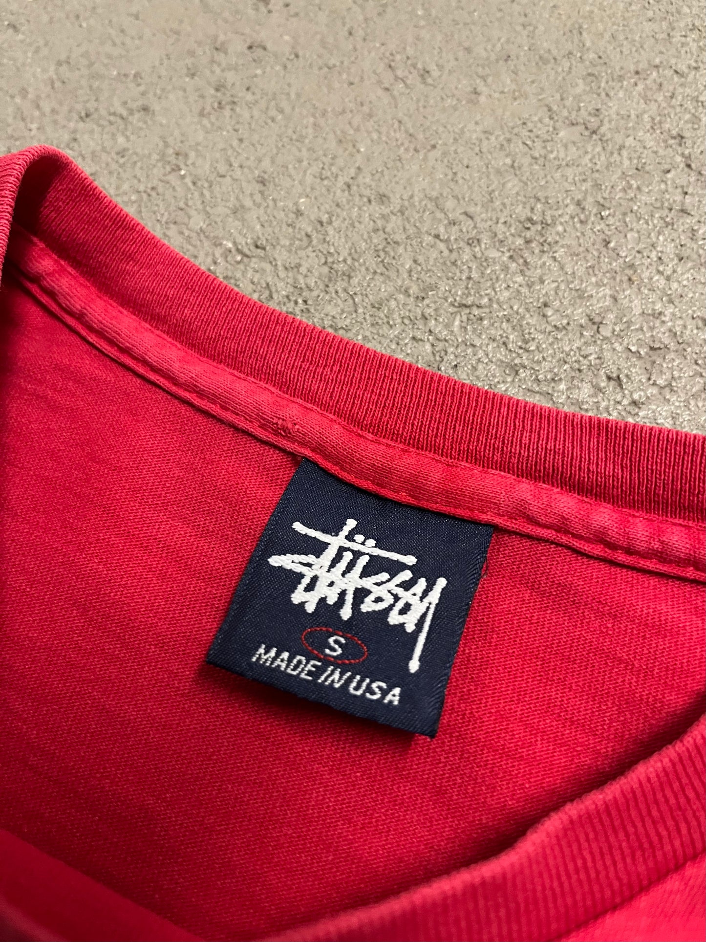 Vintage 90s Red Stüssy Tee Made in USA - S (W)