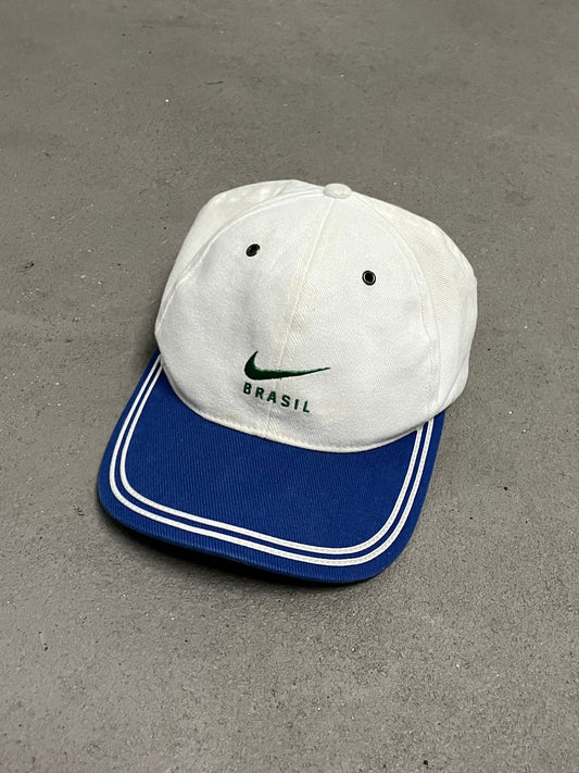 Vintage 90s Off White Blue Nike Brasil Cap