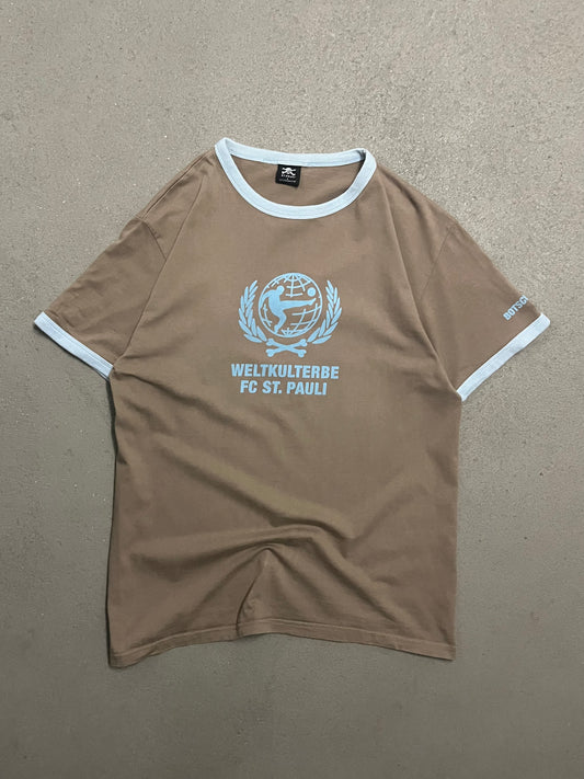 Vintage Brown Blue FC St Pauli Ringer Tee - M