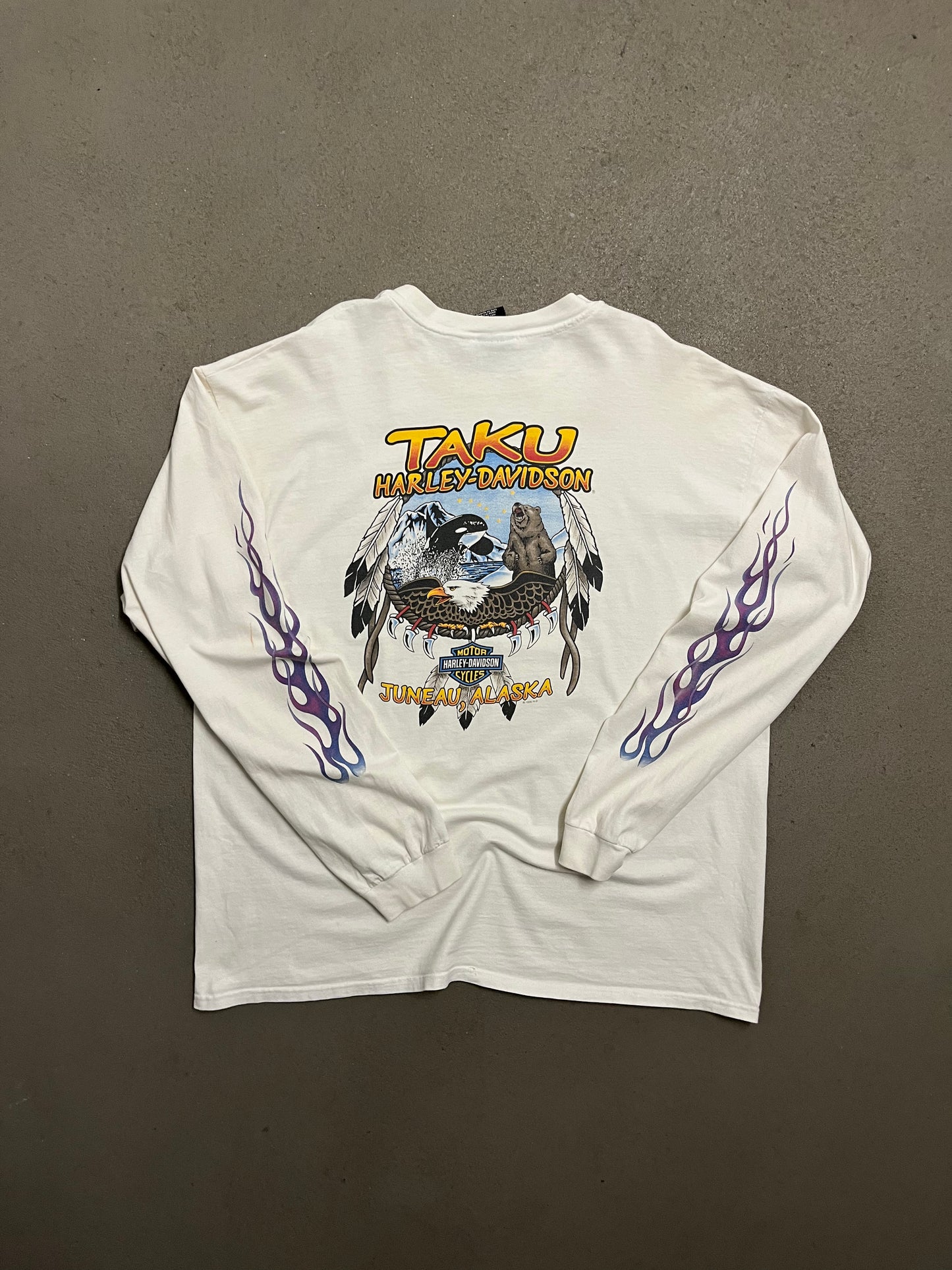 Vintage 1995 White Purple Harley Davidson Longsleeve - XL
