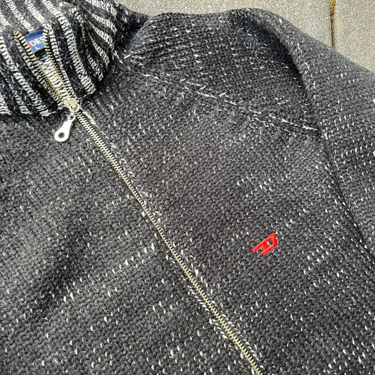 Vintage Black Diesel Knit Zip Up - L
