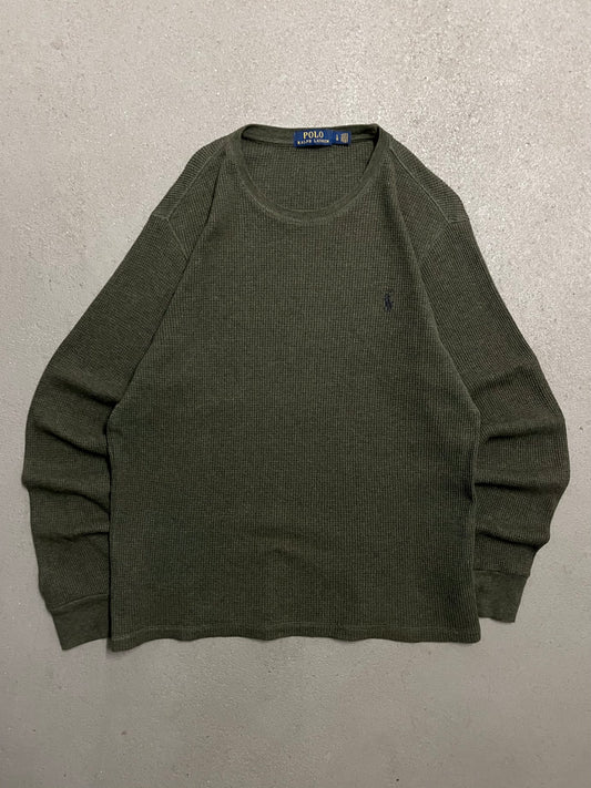 Vintage Green Polo Ralph Lauren Thermal Longsleeve - L