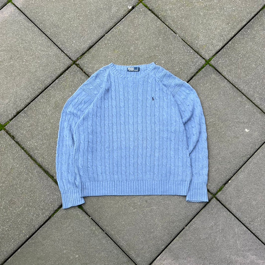 Blue Polo Ralph Lauren Cable Knit Sweater - L