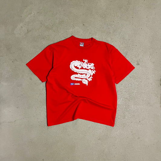 Vintage Y2K Red Diesel Dragon Tee - L