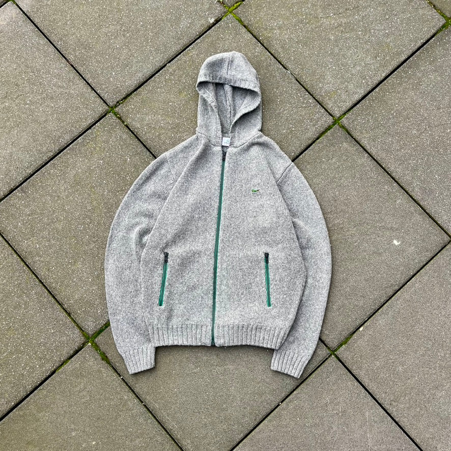 Vintage Grey Lacoste Knit Zip Hoodie - M