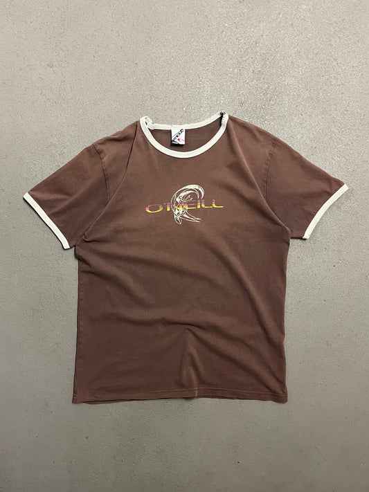 Vintage 90s Brown Distressed O'Neill Ringer Tee - L
