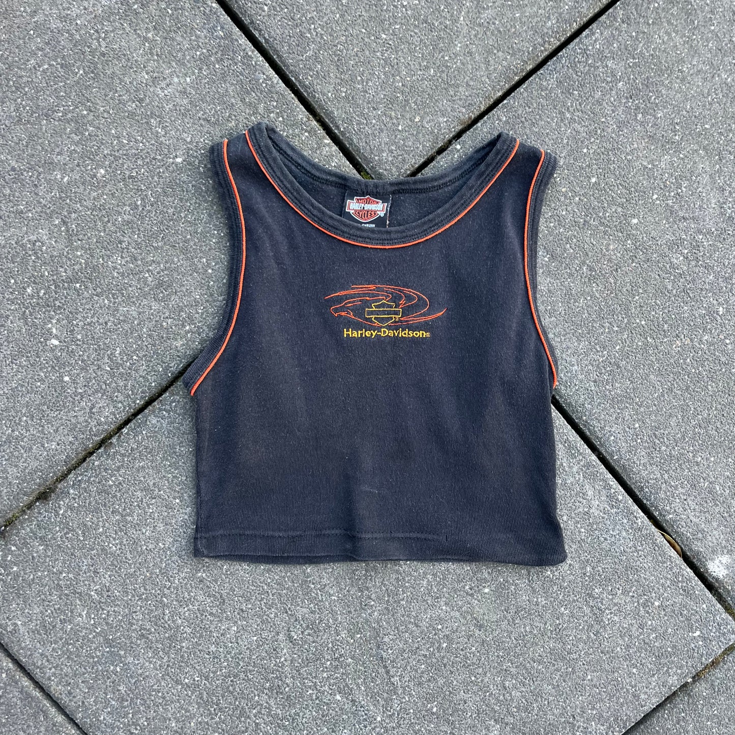 Vintage Black Harley Davison Crop Top - S (W)