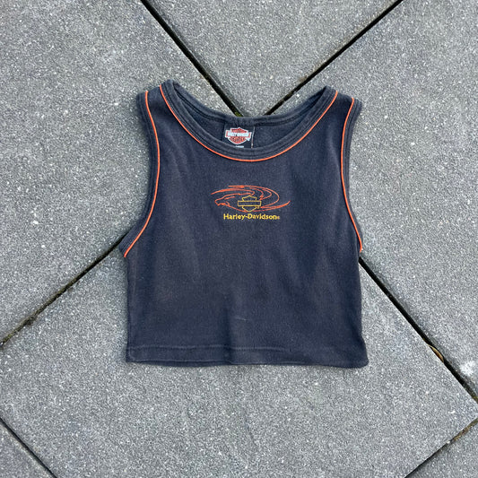 Vintage Black Harley Davison Crop Top - S (W)