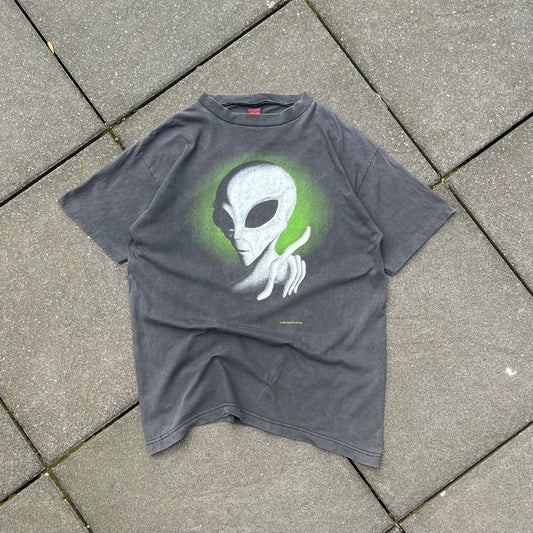 Vintage 1995 Grey Faded Fashion Victim Alien Tee - L