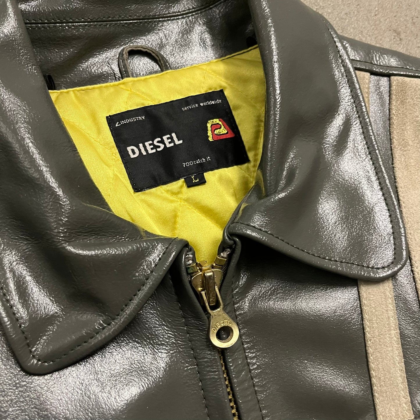 Vintage Y2K Green Diesel Flight Leather Jacket - M