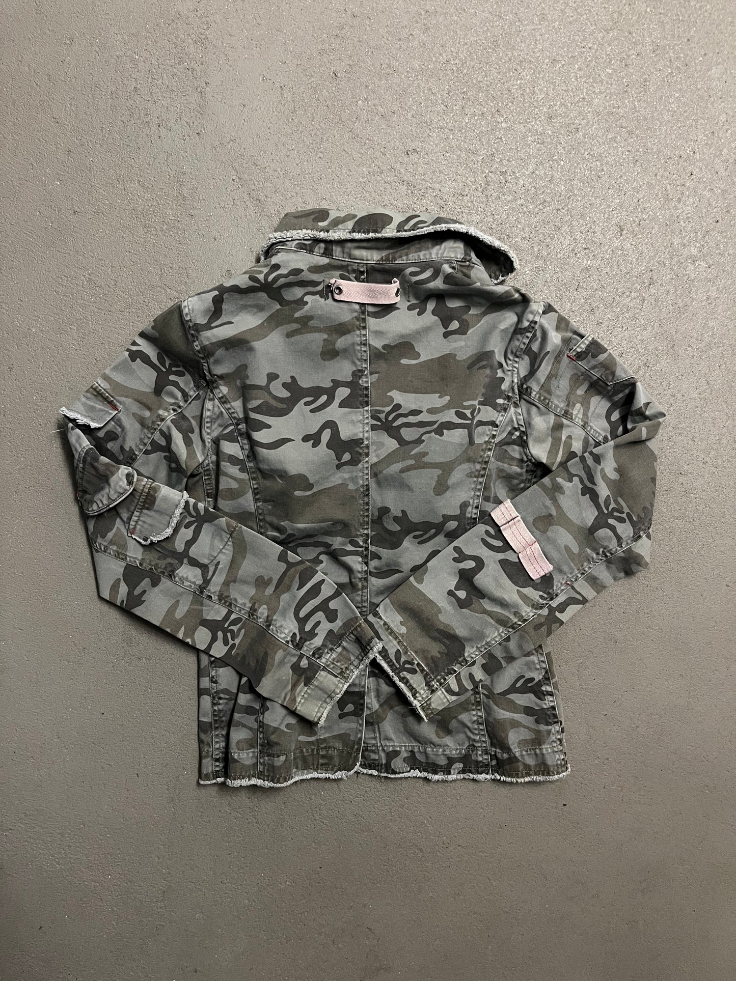 Vintage Y2K Green Camo Fishbone Overshirt Jacket - S (W)