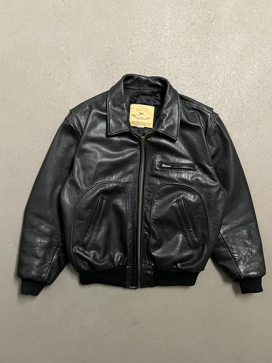 Vintage Black Chevignon Leather Jacket - XL