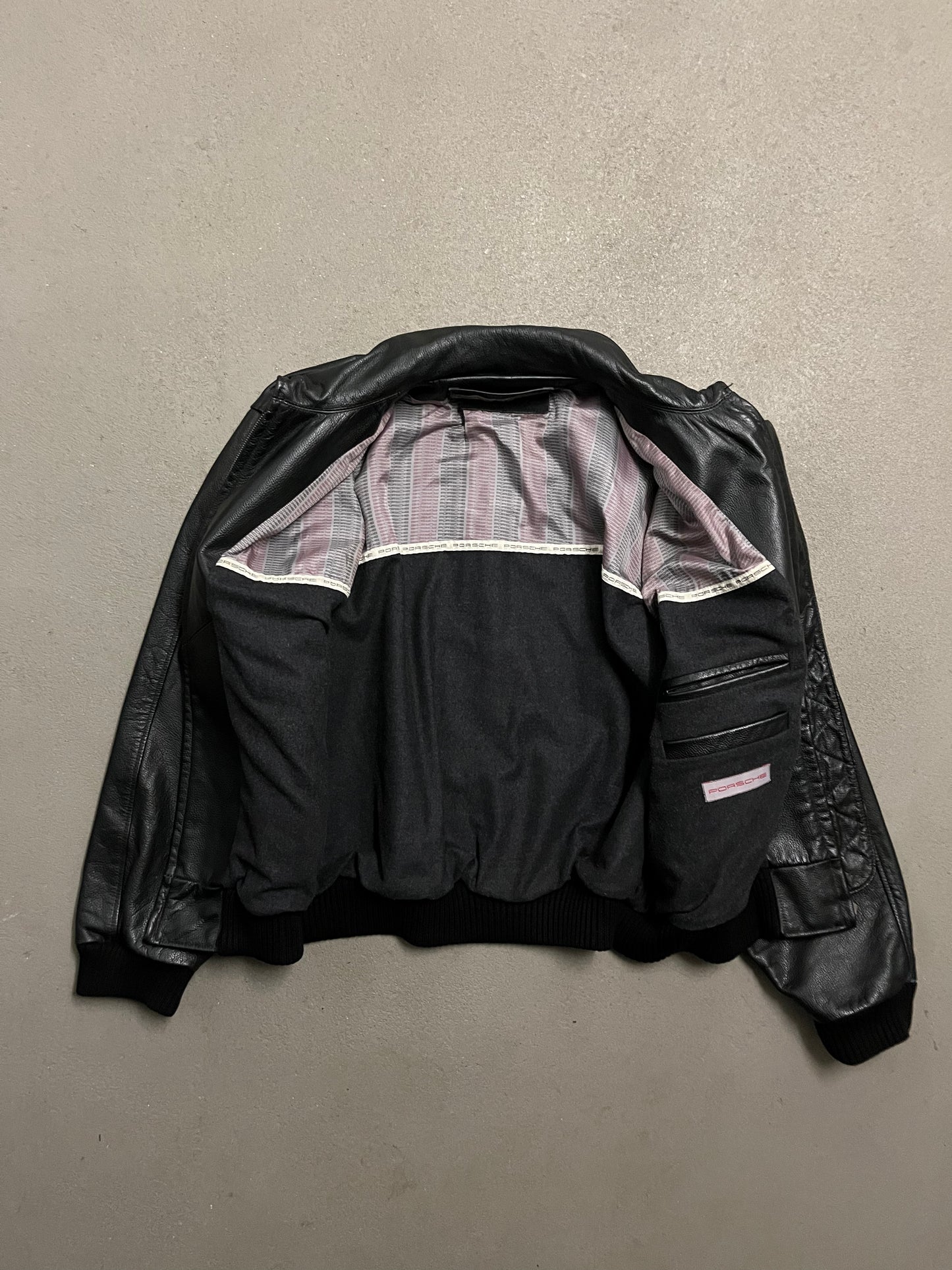 Vintage Black Porsche Leather Jacket - XL