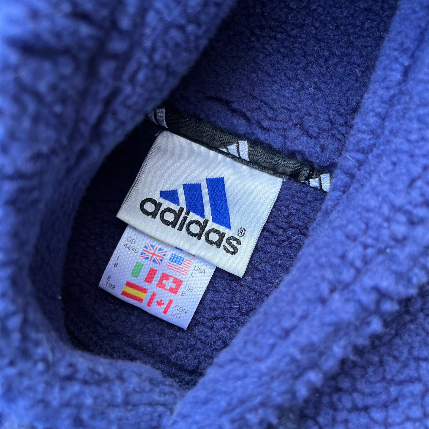 Vintage Blue Adidas Fleece Hoodie - L