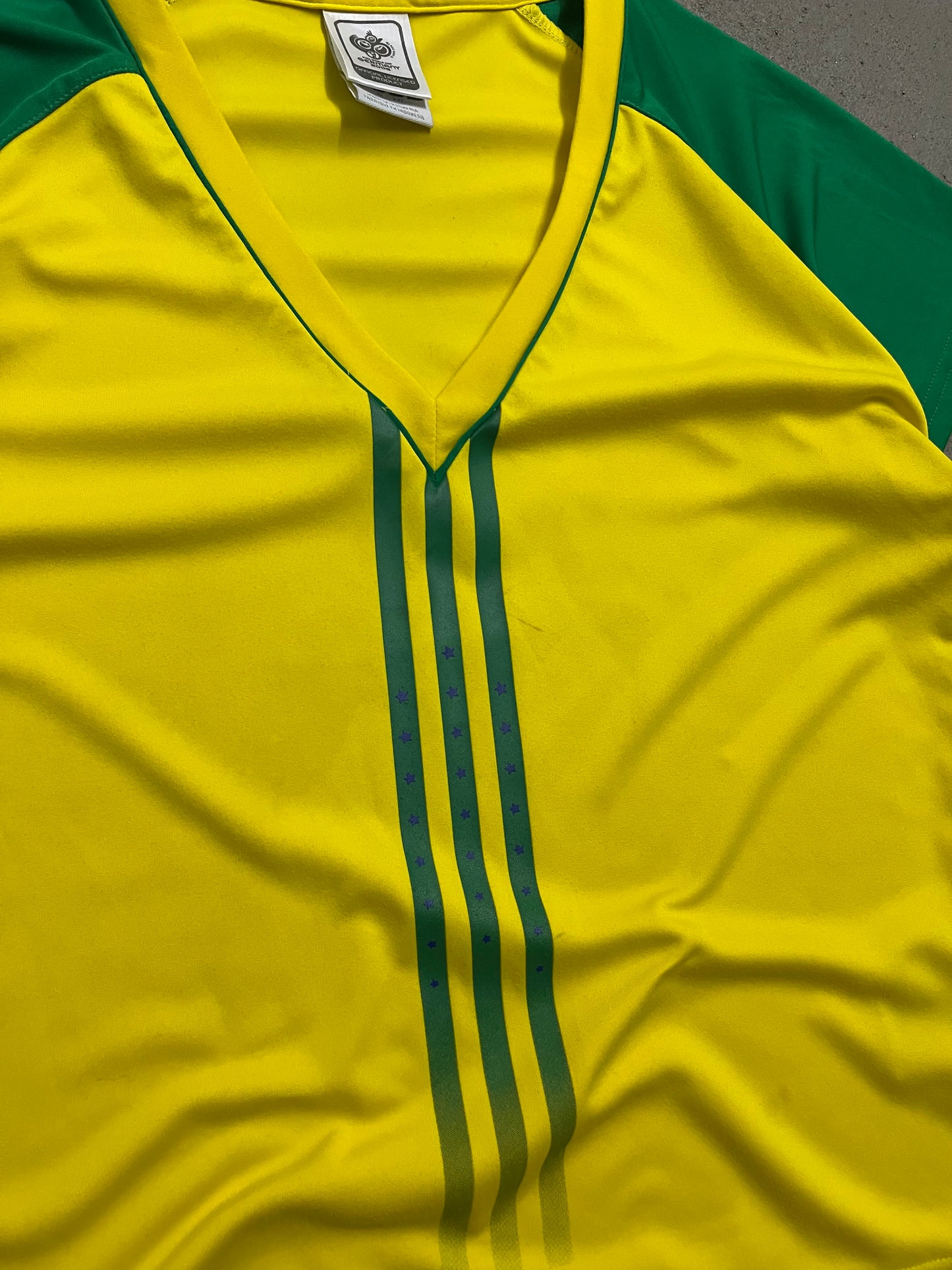 Vintage Y2K 2006 Yellow Green Adidas Brazil Top - M