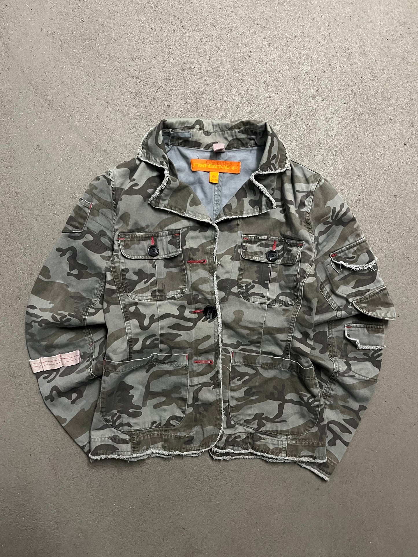 Vintage Y2K Green Camo Fishbone Overshirt Jacket - S (W)