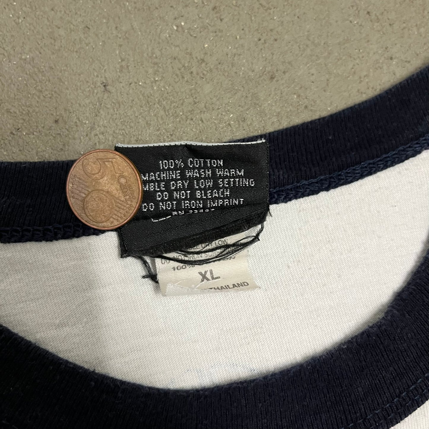 Vintage Y2K White Blue Diesel Ringer Tee - L